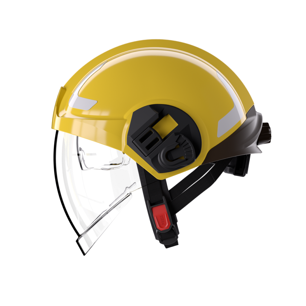PAB Fire 05 PRO Feuerwehrhelm in RAL 1018, Seitenansicht