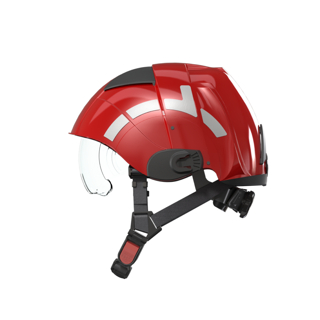PAB MP1 Professional Feuerwehrhelm in Rot, Seitenansicht